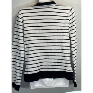 LAUREN RALPH LAUREN Women Striped Button Neck Polo Shirt SMALL Preppy‎ Nautical thumbnail 4