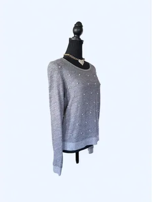 Vintage Y2K Abercrombie & Fitch Pearl Embellished Gray Sweatshirt size small thumbnail 4