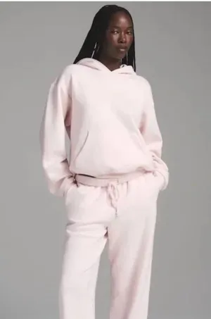 SKIMS hoodie and short set in barely pink thumbnail 1