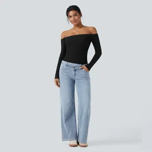 Halara Ribbed Knit Off-Shoulder Long Sleeve 2-in-1 Casual Top NWOT - small thumbnail 3