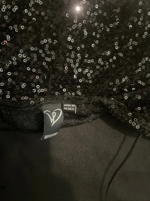 Windsor Black Sequin Spaghetti Strap Crop Top thumbnail 2