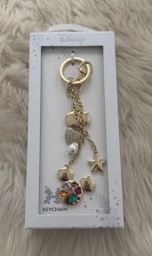 Disney Gold-tone Mickey Charm Keychain with Multicolor Gems and Star thumbnail 1