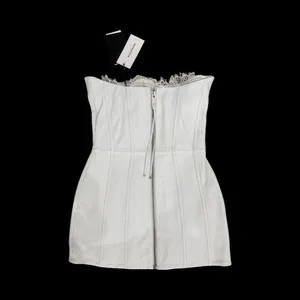 Retrofête Amberly Leather Strapless Mini Dress Optic White Size M‎ thumbnail 8