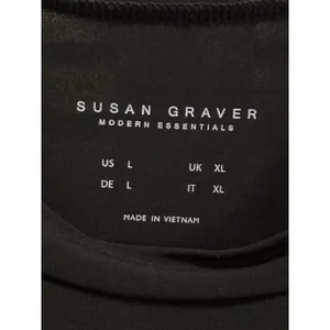 Susan Graver Black Long‎ Sleeve Flowy Blouse Size Large Relaxed Lightweight thumbnail 2