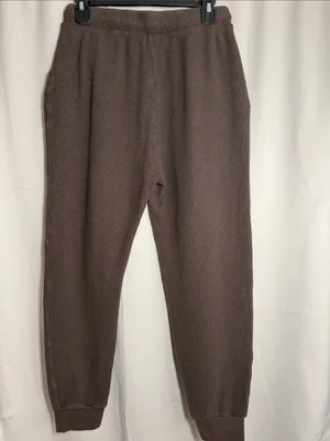 SET ACTIVE Brown Waffle Knit Joggers Medium thumbnail 2