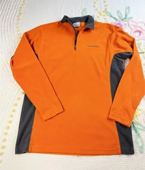 Columbia Quarter Zip Fleece Pullover Jacket‎ Women's Small Orange Gray thumbnail 1