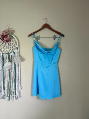 Heiress Beverly Hills Corset Satin Slip Dress Blue Size XS thumbnail 3
