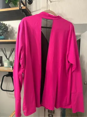 Livi Active Hot Pink Zip-Up Bomber Jacket with Black Accents thumbnail 3