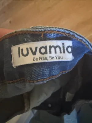 Luvamia Women's Dark Wash Distressed Denim Shorts thumbnail 4