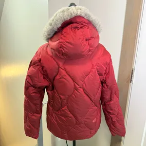 Salomon Women's Down Filled Quilted Winter Coat Jacket Faux Fur Trim Hood‎ Red M thumbnail 5