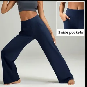 ESoft High Waisted Loose Wide Leg Pants XL 28” Inseam Work Dress Blue Pockets thumbnail 2