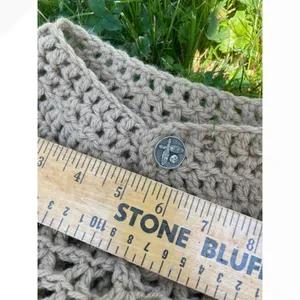 Handmade Vintage Crochet Poncho Tan Camel Fringe‎ Boho Festival One Size thumbnail 4