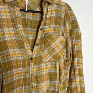 Free People Juniper Ridge Olive Green Plaid Flannel thumbnail 5
