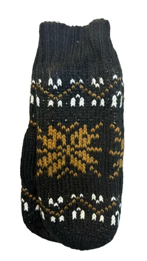 (A2) JustFab Fairisle Mittens Black Brown White Knit Winter Gloves One Size NWT thumbnail 1