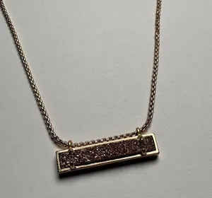 Kendra Scott Leanor Druzy Pendant Rose Gold Tone Necklace Adjustable Length thumbnail 4