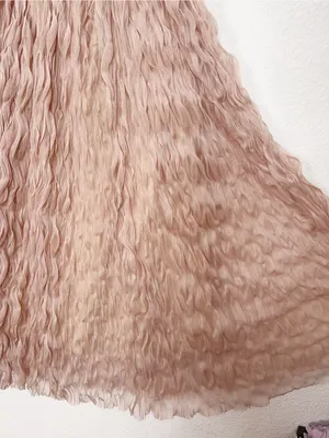 Miss Sparkling Nude Textured Fringe Elastic Waist Maxi Skirt thumbnail 4