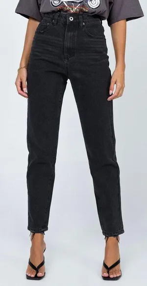 Princess Polly Black Straight Leg Jeans thumbnail 1