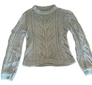 Abercrombie & Fitch Open Knit Blue Gray Pullover Sweater Crew Neck Chunky Medium thumbnail 1
