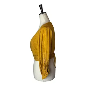 Auguste The‎ Label Shirt Women 4 Yellow Ocher Swiss Dot Frida Wrapped Blouse thumbnail 5