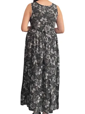 Vintage Gray floral maxi dress. thumbnail 4