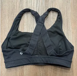 Lululemon Energy Bra Black Women Size 6 Cross Back Medium Support Sports‎ Bra thumbnail 1