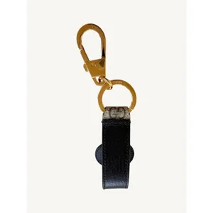 Gucci Interlocking G Keychain Ring Bag Charm GG Supreme Black Leather 701432 NIB thumbnail 6