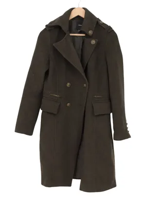 Forever 21 Wool Pea Coat Womens M Double Breasted Olive Green Military Good thumbnail 1