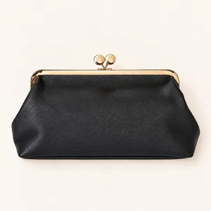 A New Day Black Pebbled Frame Clutch Bag Gold Kiss Lock Shoulder Bag NWT thumbnail 5