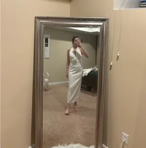 Abercrombie Rosette Satin Halter Dress Bridal thumbnail 4