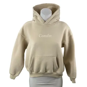 Comfrt Signature Hoodie Beige Embroidered Long Sleeve Sweater Sweatshirt Top XL thumbnail 1