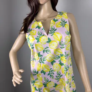 Cynthia Rowley Pink Lemon Print Dress Stretch‎ Sleeveless Sheath Womens Sz 6 thumbnail 2