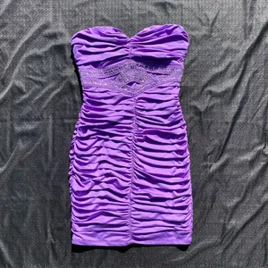 💜 Nikibiki Medium Plum Violet Purple Beaded Rhinestone Cut Out Bodycon Dress 💜 thumbnail 6