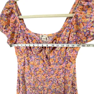 Billabong Dream Girl Mini Dress Womens M Orange Floral‎ Cottagecore Soft Girl thumbnail 6