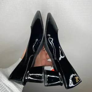 CIDER‎ Black Patent Leather Square Toe Slingback Block Heel Shoes Size 41 thumbnail 8