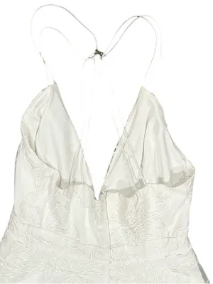 LULU’s Plunge V-Neck White Lace High-Low Sequins Floral Cocktail Party Dress L thumbnail 5