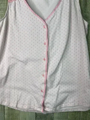 Pink K Pink Button Front Med. Sleeveless PJ Set Matching Pants Stretch Waistband thumbnail 5