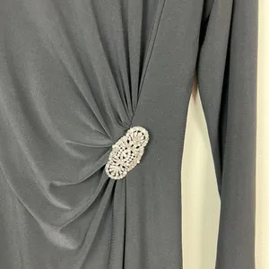 Lauren Ralph Lauren Dress 14 Black Sheath Ruched Broach Long‎ Sleeve Flattering thumbnail 3