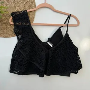 Topshop Women Embroidered‎ Tops, Black Size 4 thumbnail 3