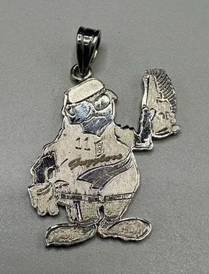 925 Sterling Silver Baseball Player Sports Charm Pendant, No Stone Silver thumbnail 1