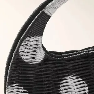 NWT Kate Spade x Target Polka Dot Wicker Crescent Saddle Bag‎ Black/White thumbnail 3