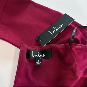 Lulus All She Wants Burgundy Off Shoulder Bell Sleeve‎ Bodycon Midi Dress LARGE thumbnail 12