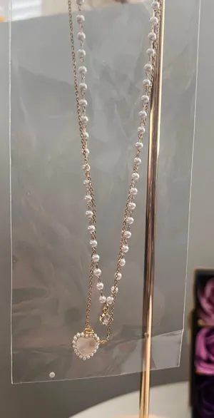 Love Pendant Double Collar Chain Necklace thumbnail 4