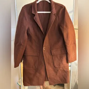 NEW Brown Wool Blend Long Tailored Classic Coat M Size M thumbnail 1
