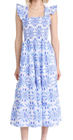 Hill House The Ellie Nap Dress Blue Shell Mosaic thumbnail 1