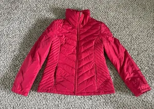 Kenneth Cole Reaction Women's Red Puffer Coat Size Medium‎ thumbnail 1