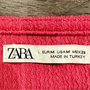Women's Zara‎ Cinch Front Short Sleeve Crop Top Bright Pink Size Medium thumbnail 5