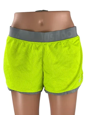 Nike Dri-FIT Mesh Women's Neon Yoga Gym Athletic Activewear Running Shorts Sz M thumbnail 1