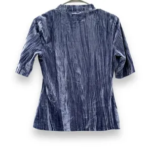 Anthropologie Pilcro Velveteen Mock‎ Neck Short Sleeve Top in Slate Sz S thumbnail 4
