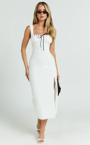 New Showpo Archie Midi Dress Ruched Bust Fitted Dress Size Small MSRP $99 thumbnail 4