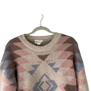 Loveriche Women's Size Small‎ Fuzzy Teddy Pink Cream Cozy Sweater thumbnail 2